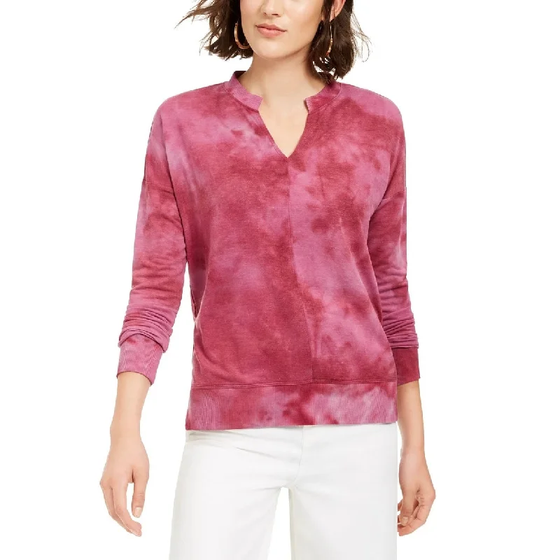 Edgy Luxe Formal Shirts Hooked Up By Iot Junior's Tie Dye Sweatshirt Red Size Small