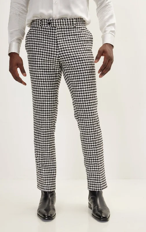 Modern Edgy All-Day Wear Houndstooth Dress Pants - Black White