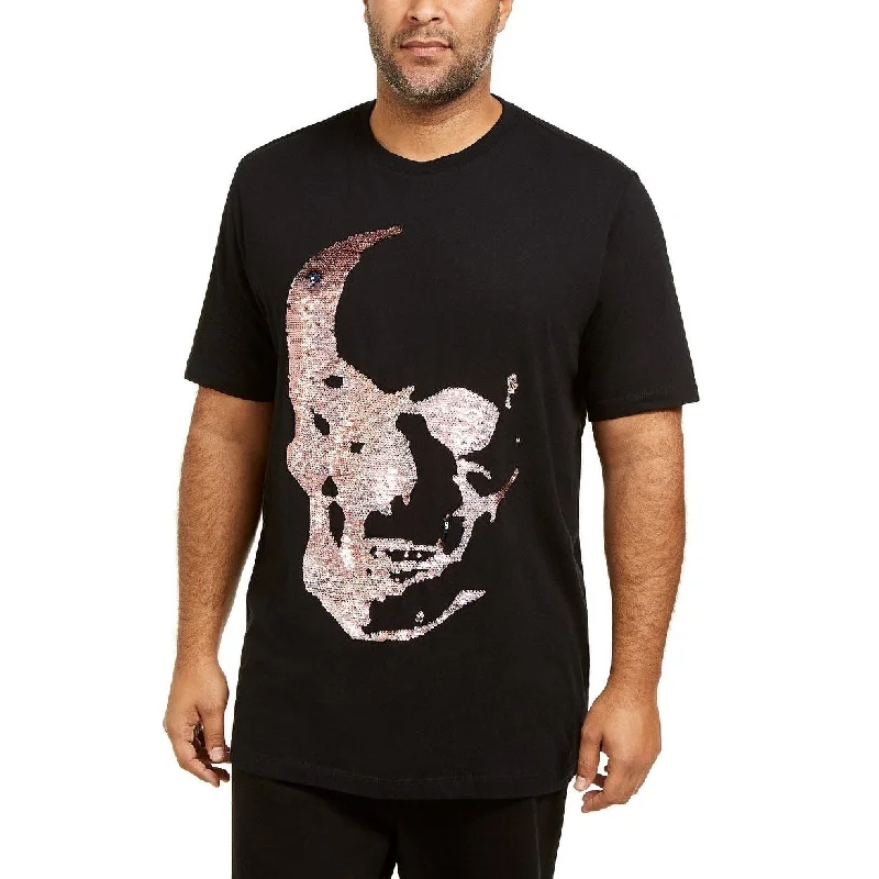 Modern Relaxed Street Outfit INC International Concepts Men's Big & Tall Renew Sequin Skull T-Shirt Black Size X-Large Modern Relaxed Street Outfit INC International Concepts Men's Big & Tall Renew Sequin Skull T-Shirt Black Size X-Large