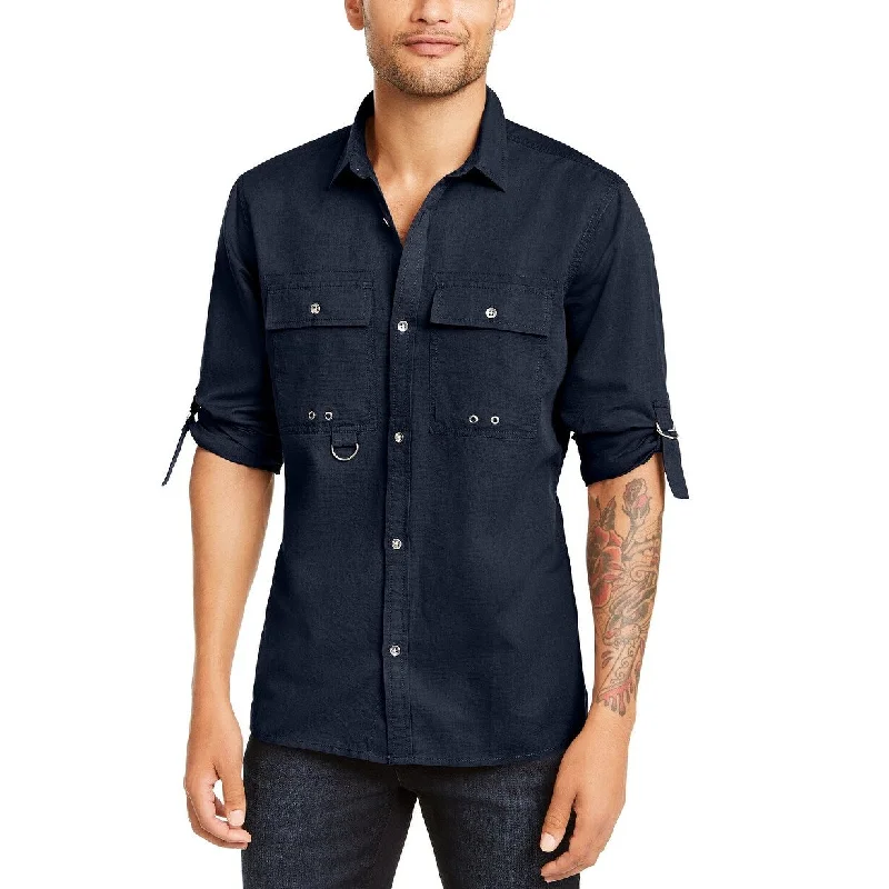 Minimal Classic Designer Casuals INC International Concepts Men's D-Ring Utility Shirt Navy Size 2 Extra Large Minimal Classic Designer Casuals INC International Concepts Men's D-Ring Utility Shirt Navy Size 2 Extra Large