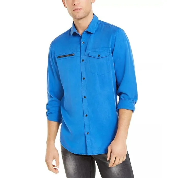 Classic Cool Fall Fashion INC International Concepts Men's Lyocell Shirt Blue Size XXX-Large Classic Cool Fall Fashion INC International Concepts Men's Lyocell Shirt Blue Size XXX-Large