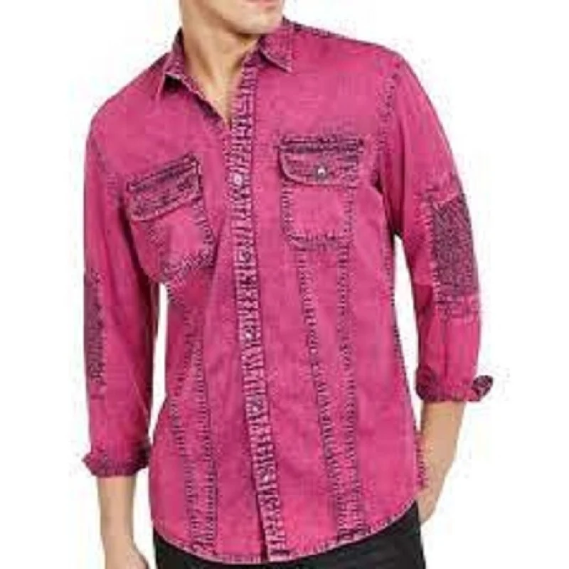 Contemporary Edge Smart Wear INC International Concepts Men's Overdyed Moto Shirt Pink Size Large Contemporary Edge Smart Wear INC International Concepts Men's Overdyed Moto Shirt Pink Size Large