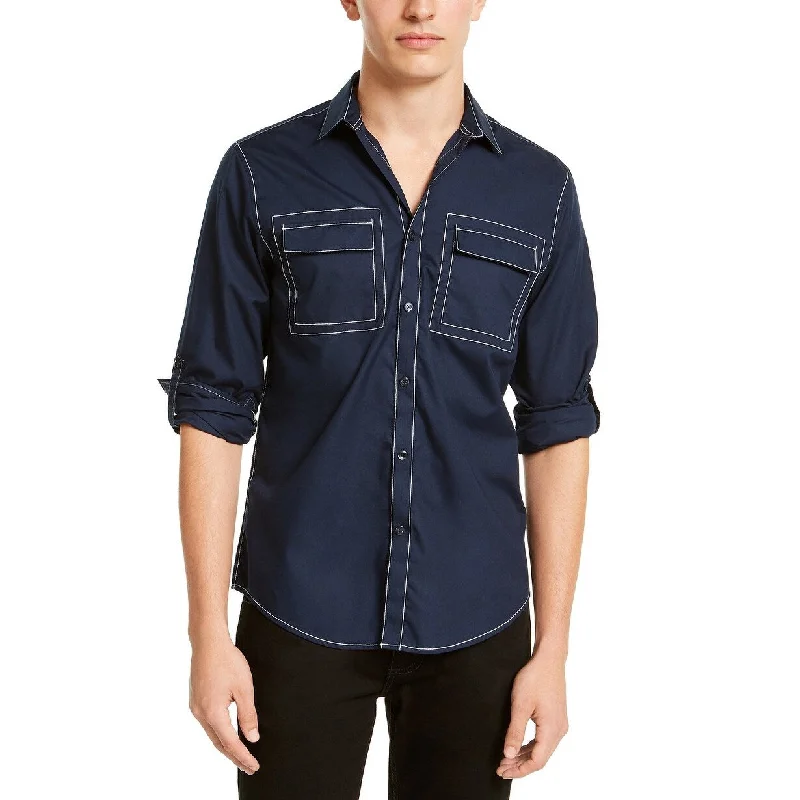 Polished Edge Layered Outfits INC International Concepts Men's Utility Shirt Navy Size Small Polished Edge Layered Outfits INC International Concepts Men's Utility Shirt Navy Size Small