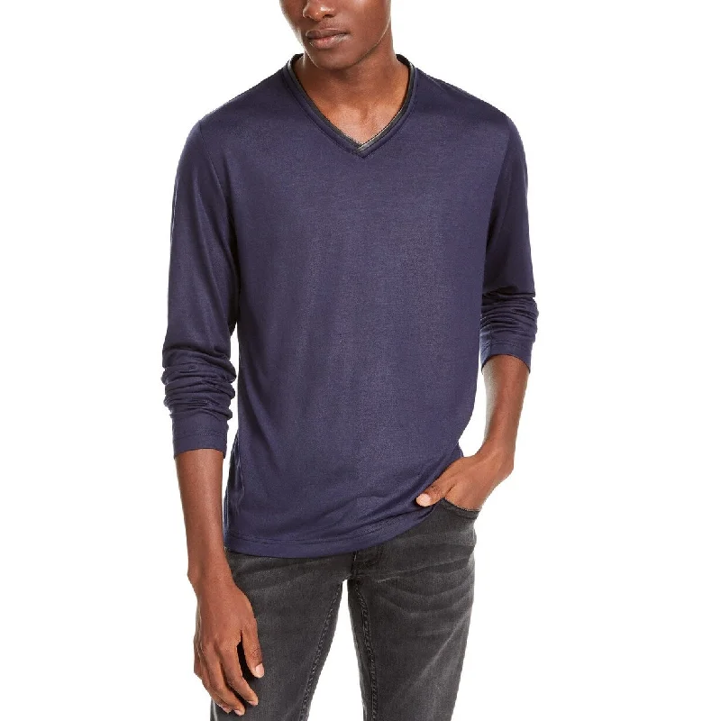 Sleek Modern Fashion Jacket INC International Concepts Men's V-Neck Long-Sleeve T-Shirt Blue Size Small Sleek Modern Fashion Jacket INC International Concepts Men's V-Neck Long-Sleeve T-Shirt Blue Size Small