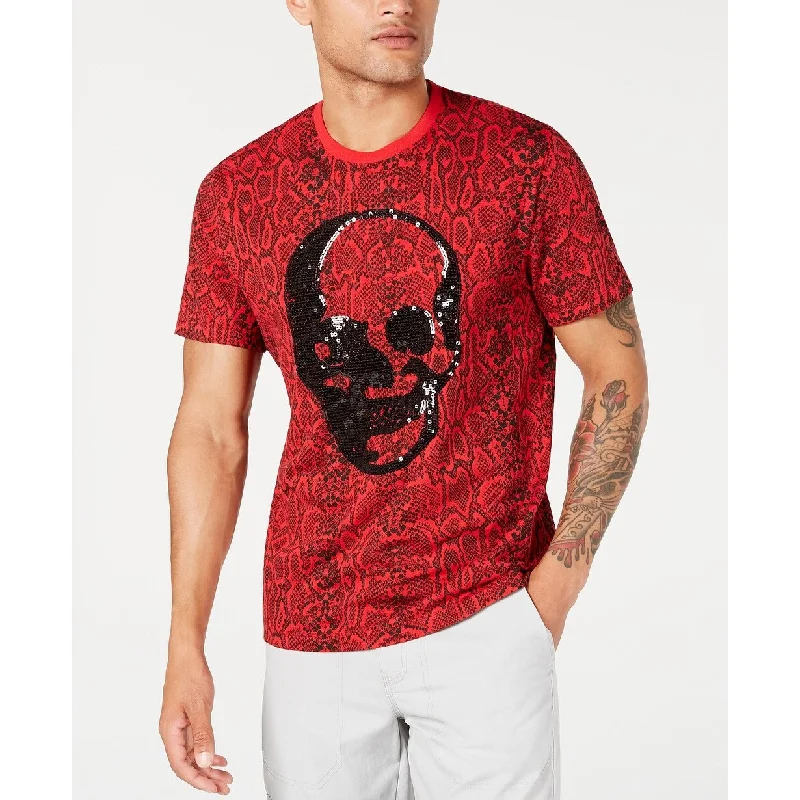 Monochrome Rugged Travel Wear INC International Concetps Men's Sequin Skull T-Shirt Red Size XX Large - XX-Large Monochrome Rugged Travel Wear INC International Concetps Men's Sequin Skull T-Shirt Red Size XX Large - XX-Large