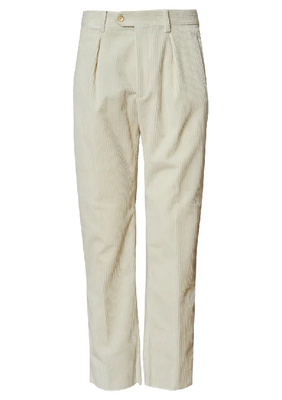 Vintage Street Denim Trends Ivory Corduroy Pants