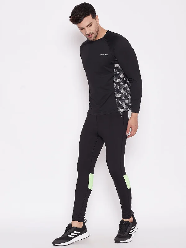 Polished Classic Trendy Tees JUMP USA Men Black Green Solid Rapid Dry Activewear Tights Polished Classic Trendy Tees JUMP USA Men Black Green Solid Rapid Dry Activewear Tights