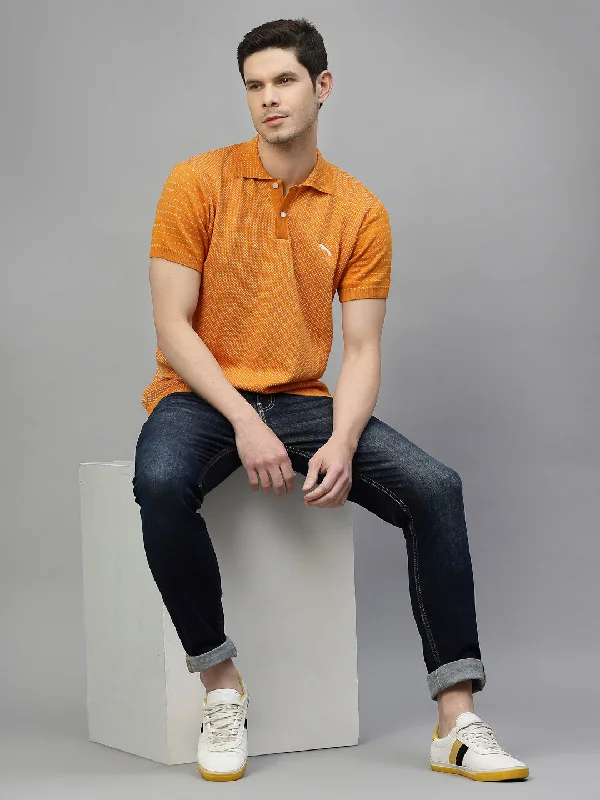 Smart Sleek Daily Looks JUMP USA Men Orange & White Polo Collar Pure Cotton T-Shirt Smart Sleek Daily Looks JUMP USA Men Orange & White Polo Collar Pure Cotton T-Shirt
