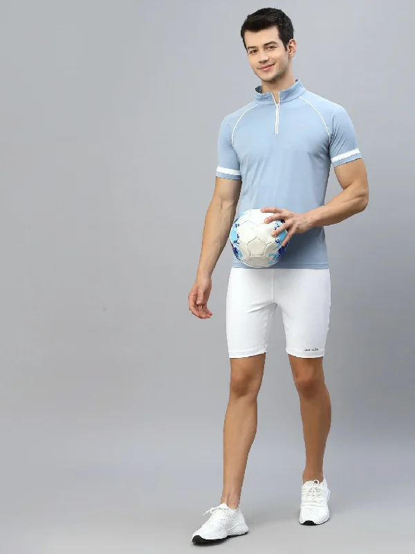 Chic Classic Stylish Casuals JUMP USA Outdoor Men Cashmere Blue & White Rapid-Dry Solid T-Shirts Chic Classic Stylish Casuals JUMP USA Outdoor Men Cashmere Blue & White Rapid-Dry Solid T-Shirts