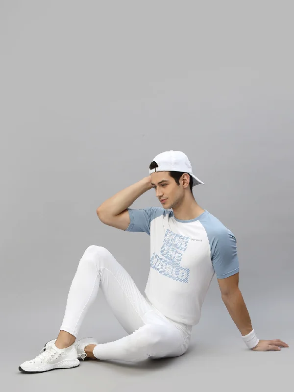 Sleek Heritage Athletic Outfits JUMP USA Ultralyte Men White & Cashmere Blue Running Rapid Dry T-Shirt Sleek Heritage Athletic Outfits JUMP USA Ultralyte Men White & Cashmere Blue Running Rapid Dry T-Shirt