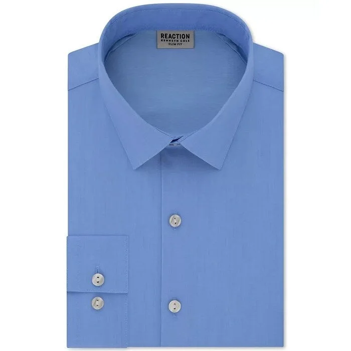 Sophisticated Modern Urban Fashion Kenneth Cole Reaction Men's Stretch Solid Dress Shirt Bright Blue Size 17X34X35 Sophisticated Modern Urban Fashion Kenneth Cole Reaction Men's Stretch Solid Dress Shirt Bright Blue Size 17X34X35