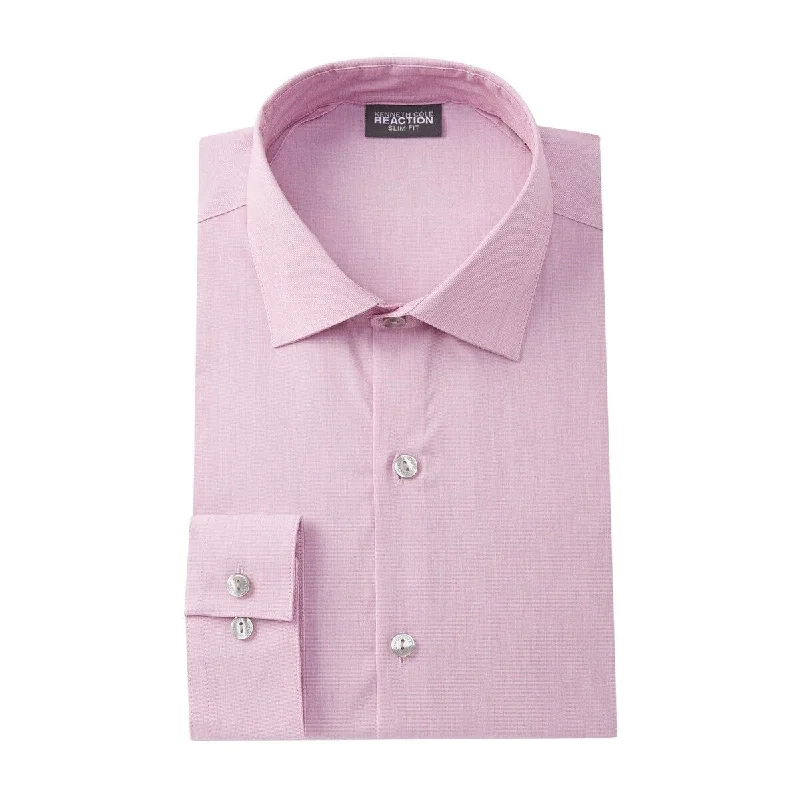 Smart Edge Premium Clothing Kenneth Cole Unlisted Men's Slim-Fit Solid Dress Shirt Pink Size 34-35 Smart Edge Premium Clothing Kenneth Cole Unlisted Men's Slim-Fit Solid Dress Shirt Pink Size 34-35