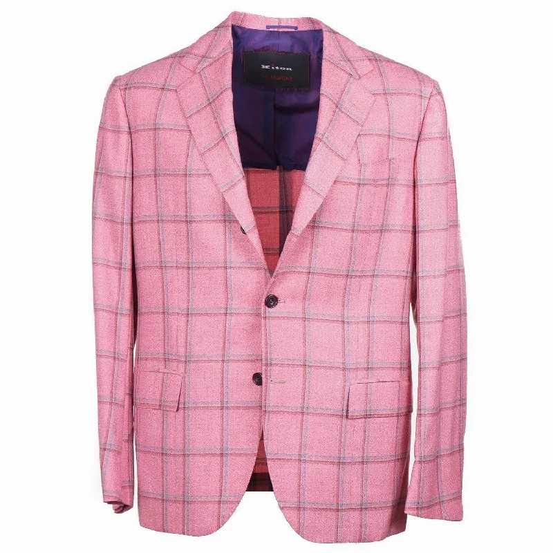 Monochrome Luxe Chic Styles Kiton Pink Check Cashmere Sport Coat