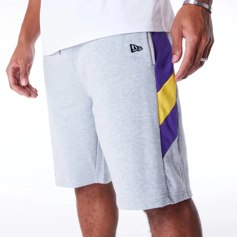 Retro Street Layered Outfits LA Lakers NBA Panel Grey Oversized Shorts