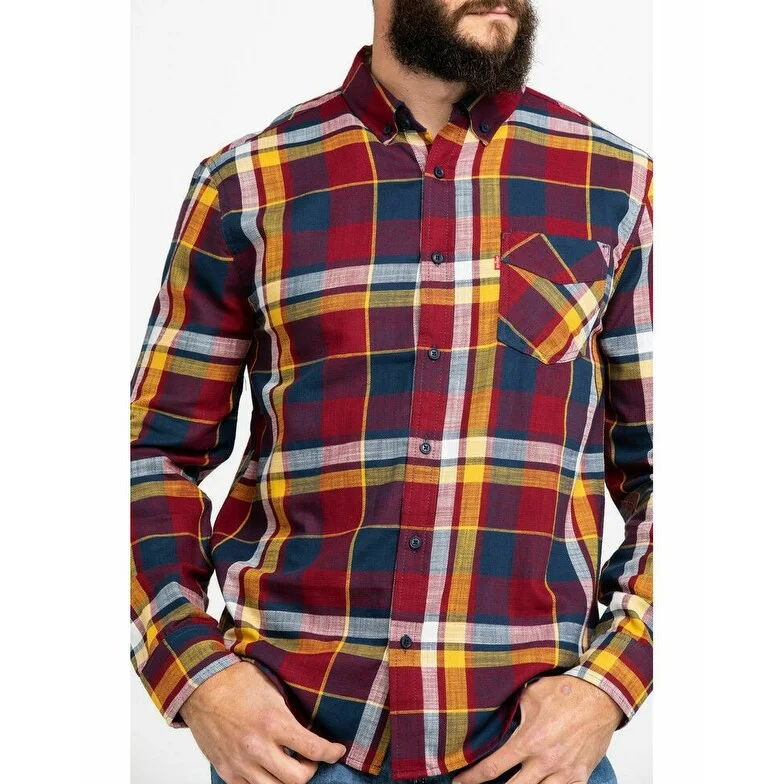 Chic Monochrome Premium Wardrobe Levi's Men's Bellore Madras Plaid Long Sleeve Western Flannel Red Size Large Chic Monochrome Premium Wardrobe Levi's Men's Bellore Madras Plaid Long Sleeve Western Flannel Red Size Large