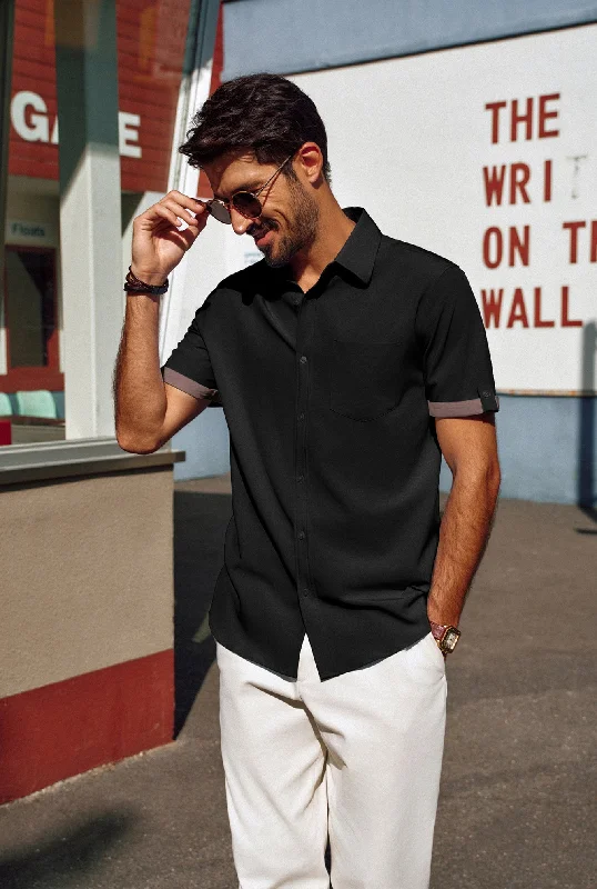Heritage Urban Summer Trends Men Straight Shirt Casual Short Sleeve Lapel Collar Button-up Tops Heritage Urban Summer Trends Men Straight Shirt Casual Short Sleeve Lapel Collar Button-up Tops