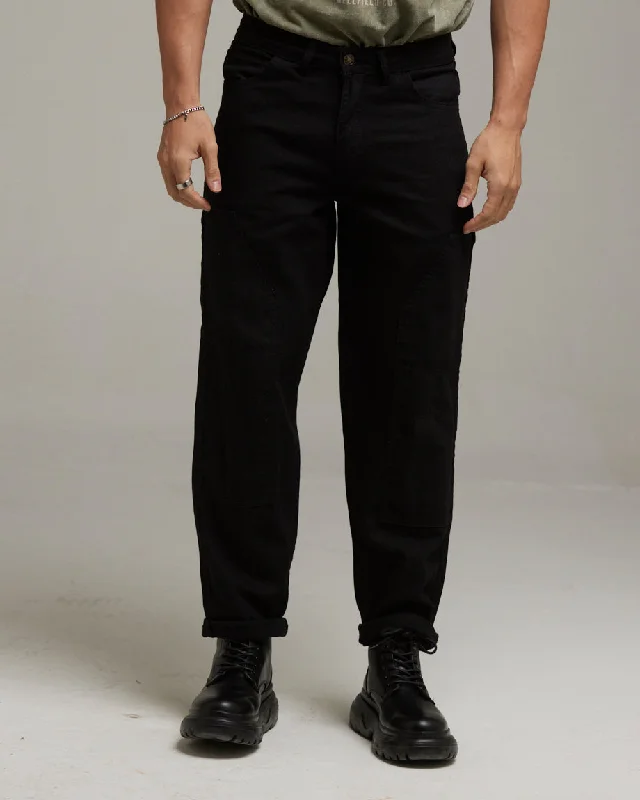 Urban Minimal Fashion Jeans CARPATHIAN MEN'S CARPENTER TROUSERS | BLACK