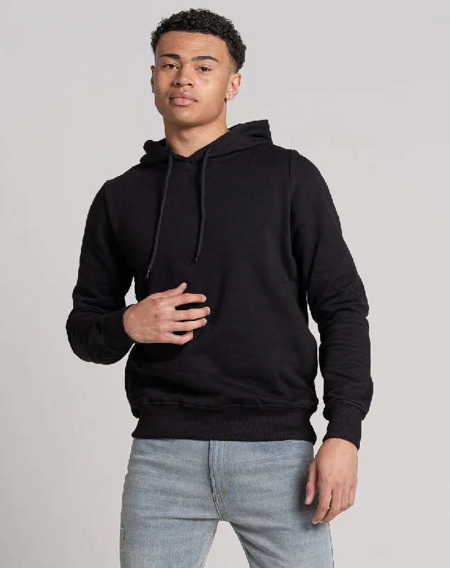 Street Minimal Fashion Jacket ESSENTIAL PLAIN HOODIE | BLACK
