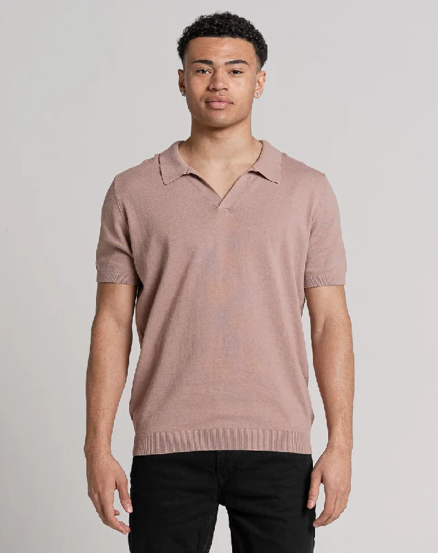 Smart Sophisticated Sleek Tops ESSENTIAL SHORT SLEEVE OPEN COLLAR POLO | PINK