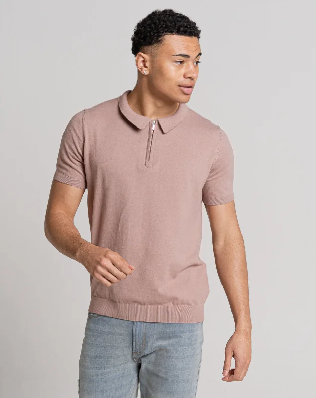 Timeless Smart Stylish Jackets ESSENTIAL SHORT SLEEVE ZIP POLO TOP | PINK