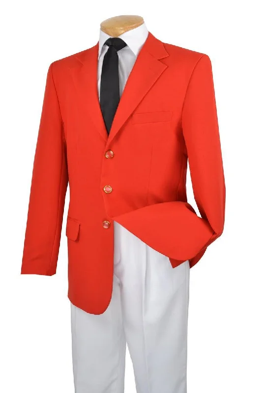 Timeless Chic Casual Styles Men's Single Breasted Blazer Three Buttons by Vinci Color Red