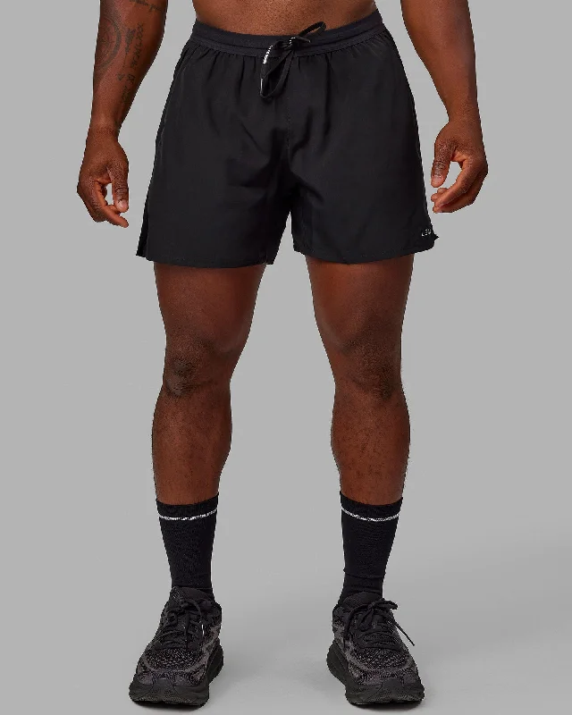 Urban Cool Relaxed Fit Clothing Pace 5" Lined Performance Shorts - Black-Reflective
