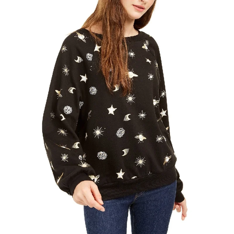 Sleek Classic Versatile Wear Rebellious One Juniors' Planets Metallic Graphic Sweatshirt Black Size Large Sleek Classic Versatile Wear Rebellious One Juniors' Planets Metallic Graphic Sweatshirt Black Size Large