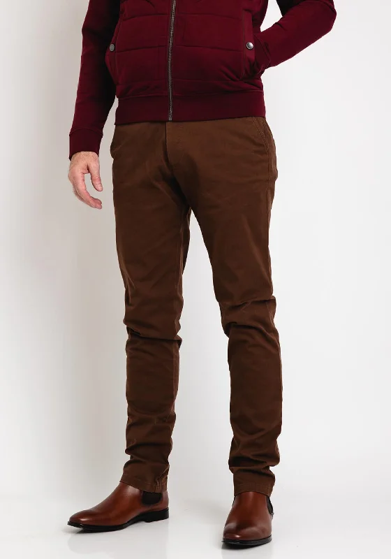 Contemporary Classic Fresh Outfit Remus Uomo Eldon Cotton Stretch Chinos, Coffee