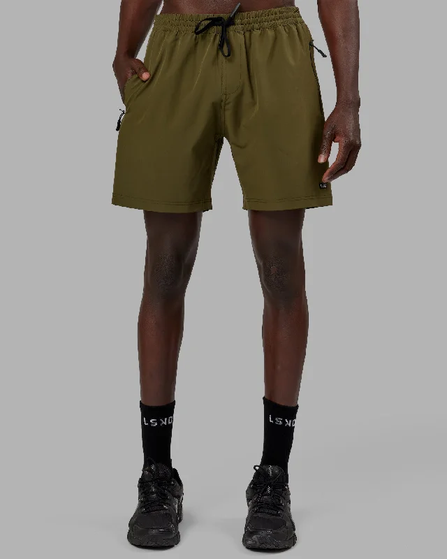 Retro Monochrome Minimalist Pieces Rep 7" Performance Shorts - Olive