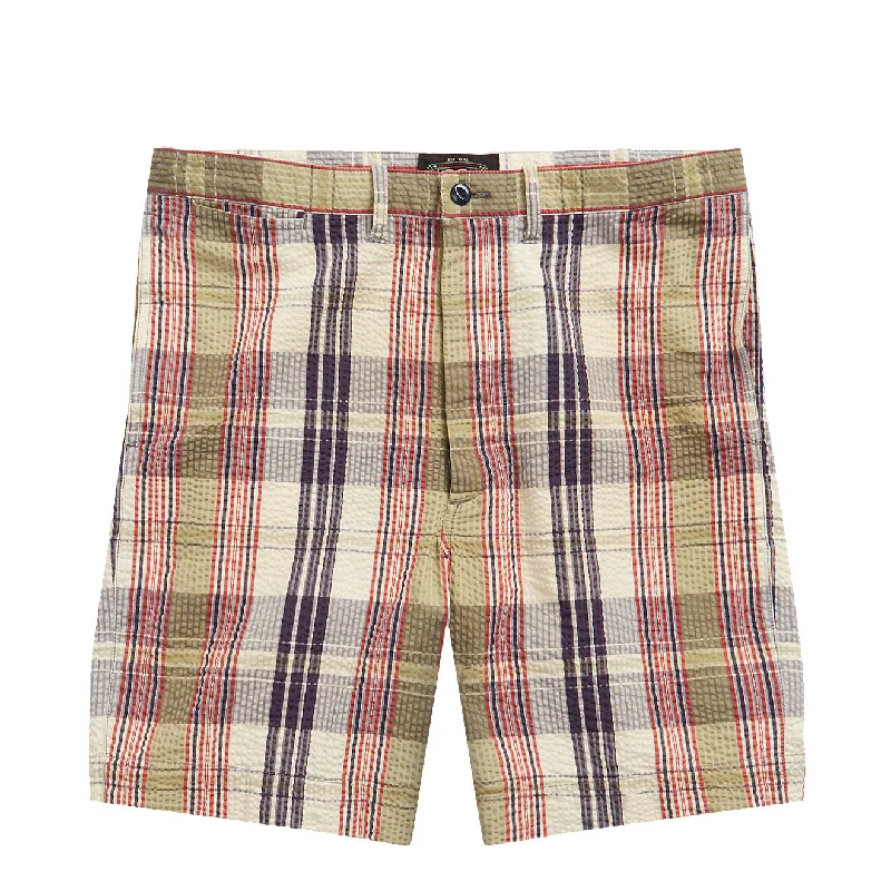 Retro Smart Premium Clothing RRL by Ralph Lauren Officer Seersucker Madras Short Multi Blue Retro Smart Premium Clothing RRL by Ralph Lauren Officer Seersucker Madras Short Multi Blue