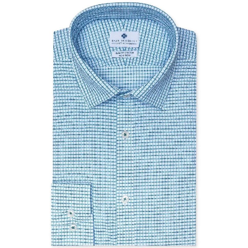 Retro Smart Urban Gear Ryan Seacrest Distinction Men's Ultimate Active Slim-Fit Performance Stretch Non-Iron Check Dress Shirt Aqua Size 32X33 Retro Smart Urban Gear Ryan Seacrest Distinction Men's Ultimate Active Slim-Fit Performance Stretch Non-Iron Check Dress Shirt Aqua Size 32X33