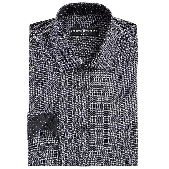 Edgy Luxe Easygoing Wardrobe Society Of Threads Men's Slim Fit Moisture Wicking Wrinkle Free Geo Print Dress Shirt Black Size X-Large Edgy Luxe Easygoing Wardrobe Society Of Threads Men's Slim Fit Moisture Wicking Wrinkle Free Geo Print Dress Shirt Black Size X-Large