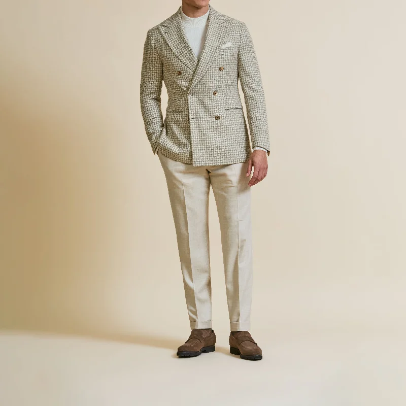 Heritage Relaxed Casual Button-ups Sport Coat - Tan-Ivory Wool-Alpaca-Silk Houndstooth 9056 Heritage Relaxed Casual Button-ups Sport Coat - Tan-Ivory Wool-Alpaca-Silk Houndstooth 9056