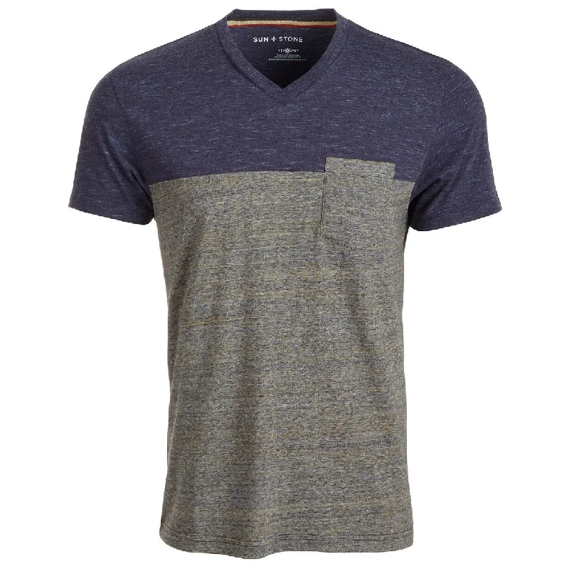Urban Chic Street Style Sun & Stone Men's Aiden Pieced Patch Pocket T-Shirt Navy Size Medium Urban Chic Street Style Sun & Stone Men's Aiden Pieced Patch Pocket T-Shirt Navy Size Medium