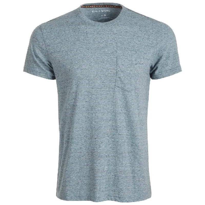 Minimalist Rebel Fashionable Wear Sun + Stone Men's Devin Contrast Chain Stitch T-Shirt Navy Size Large Minimalist Rebel Fashionable Wear Sun + Stone Men's Devin Contrast Chain Stitch T-Shirt Navy Size Large