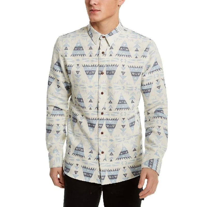 Contemporary Rugged Bold Outfits Sun + Stone Men's Jacquard Geometric Shirt Navy Size Extra Large Contemporary Rugged Bold Outfits Sun + Stone Men's Jacquard Geometric Shirt Navy Size Extra Large