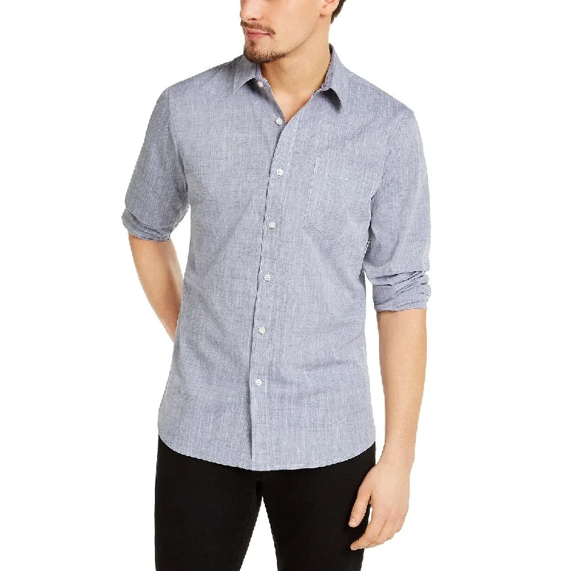 Heritage Edge Denim Trends Sun + Stone Men's Kevin Regular-Fit Chambray Shirt, Navy Size Extra Large Heritage Edge Denim Trends Sun + Stone Men's Kevin Regular-Fit Chambray Shirt, Navy Size Extra Large