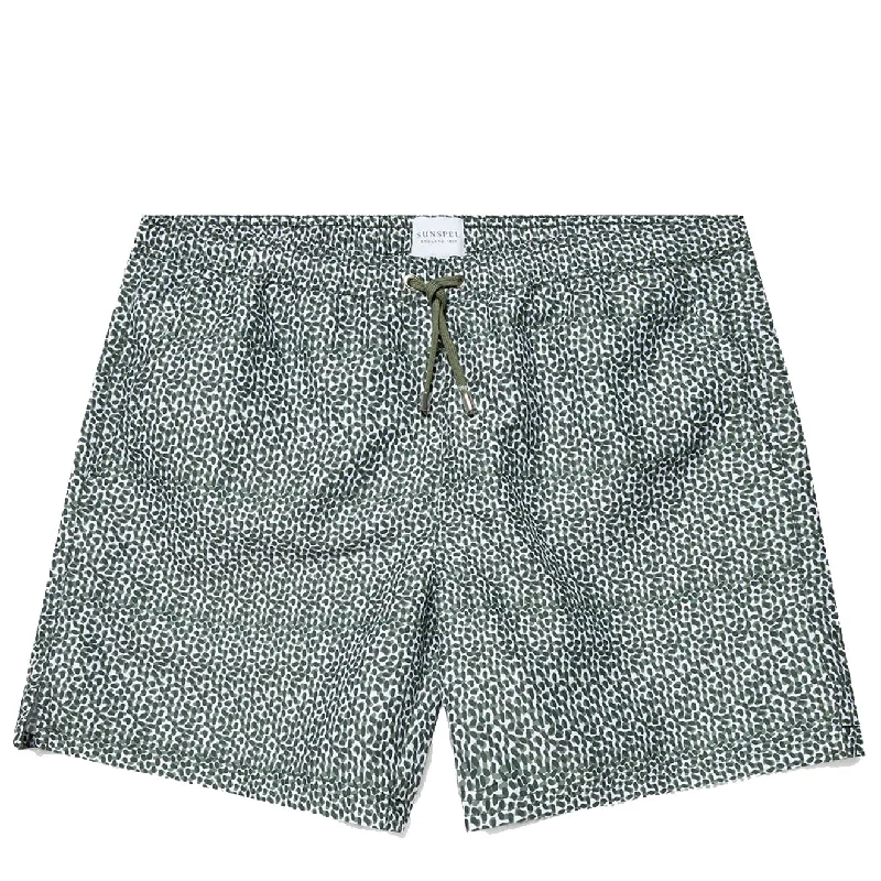 Timeless Rebel Formal Wear Sunspel Swim Shorts Green Painted Spot Print