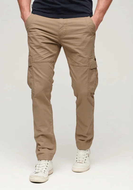 Contemporary Edge Relaxed Fit Superdry Core Cargos, Tan Khaki