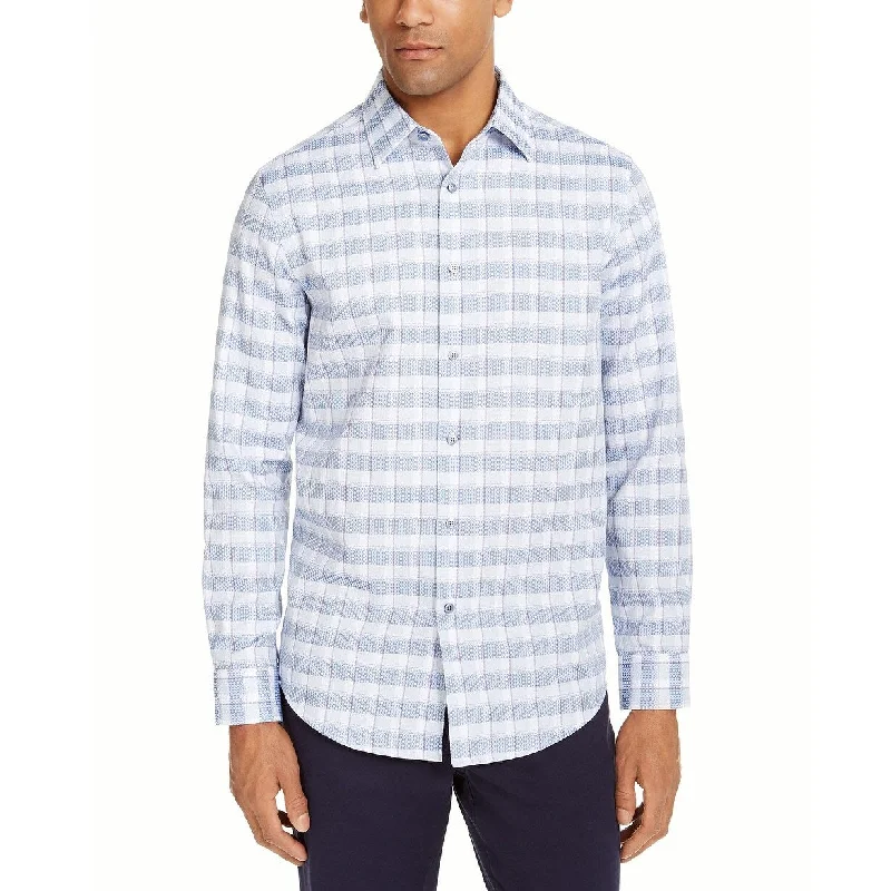 Classic Rugged Athletic Gear Tasso Elba Men's Stretch Check Shirt Navy Size Small