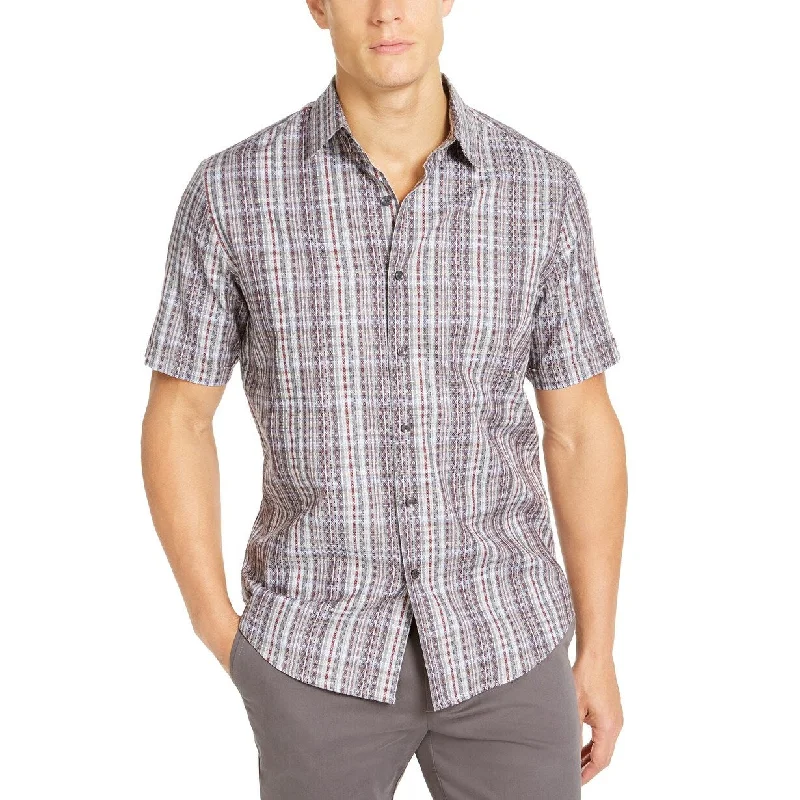 Heritage Cool All-Season Wear Tasso Elba Men's Stretch Dobby Plaid Woven Shirt Gray Size Medium Heritage Cool All-Season Wear Tasso Elba Men's Stretch Dobby Plaid Woven Shirt Gray Size Medium