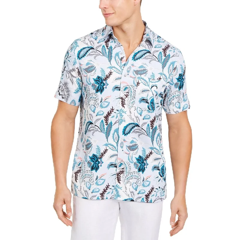 Effortless Urban Casual Outerwear Tasso Elba Men's Stretch Tropical Paisley Print Shirt Navy Size Large Effortless Urban Casual Outerwear Tasso Elba Men's Stretch Tropical Paisley Print Shirt Navy Size Large