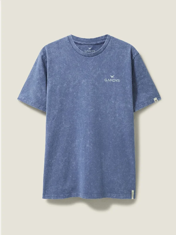 Modern Cool Basic Essentials Teal Distressed Wave Print Tee