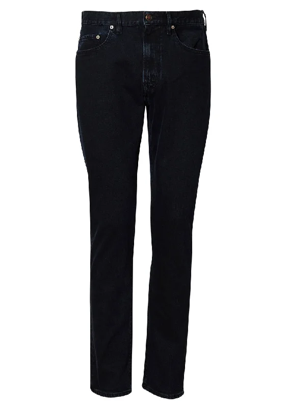 Minimal Polished Trendy Apparel TM005 Blue Black Tapered Jeans