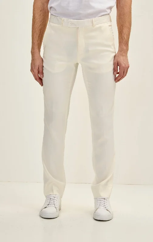 Effortless Urban Trendy Apparel Classic Tuxedo Pants - White
