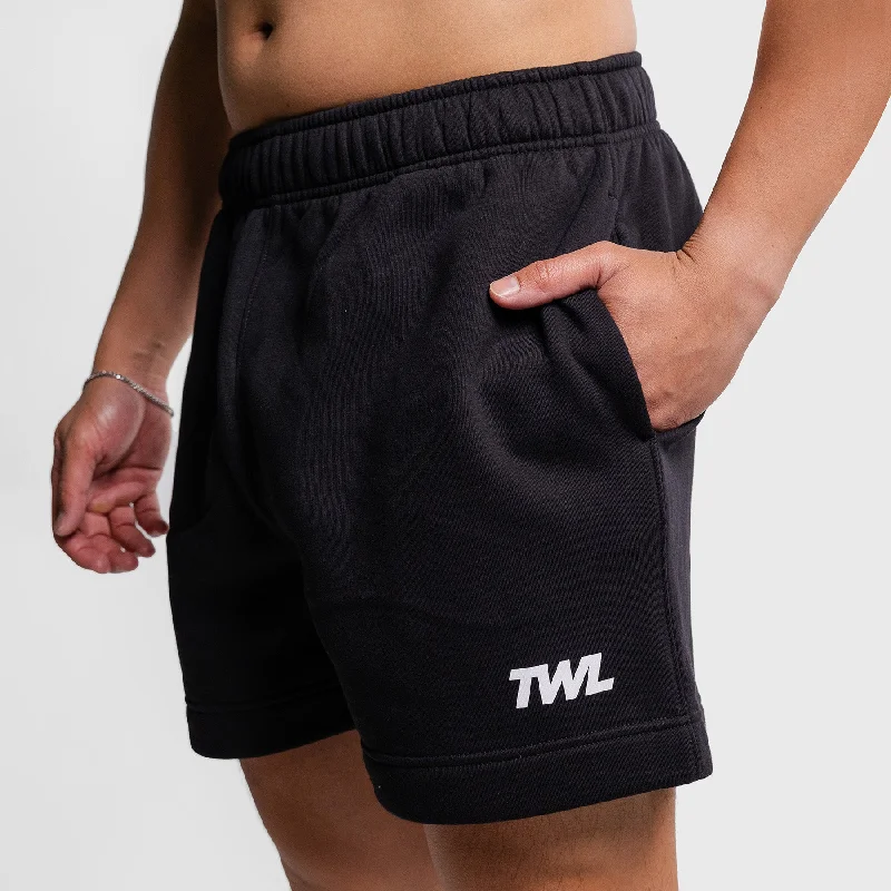 Chic Monochrome Office Outfits TWL - RELAXED TRACK SHORTS - BLACK