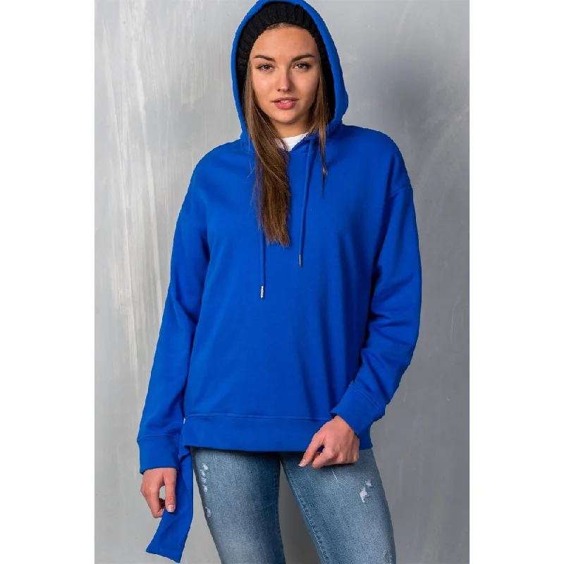 Effortless Minimal Soft Fabrics Uneven Hem Graphic "venice" Pullover Hoodie