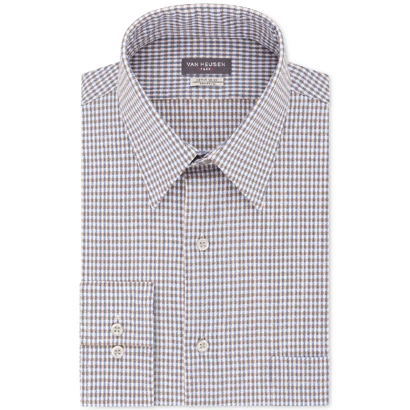 Understated Luxury Smart Suits Van Heusen Men's Classic/Regular-Fit Performance Stretch Wrinkle-Free Flex-Collar Check Dress Shirt Blue Size 16.5X34-35 Understated Luxury Smart Suits Van Heusen Men's Classic/Regular-Fit Performance Stretch Wrinkle-Free Flex-Collar Check Dress Shirt Blue Size 16.5X34-35