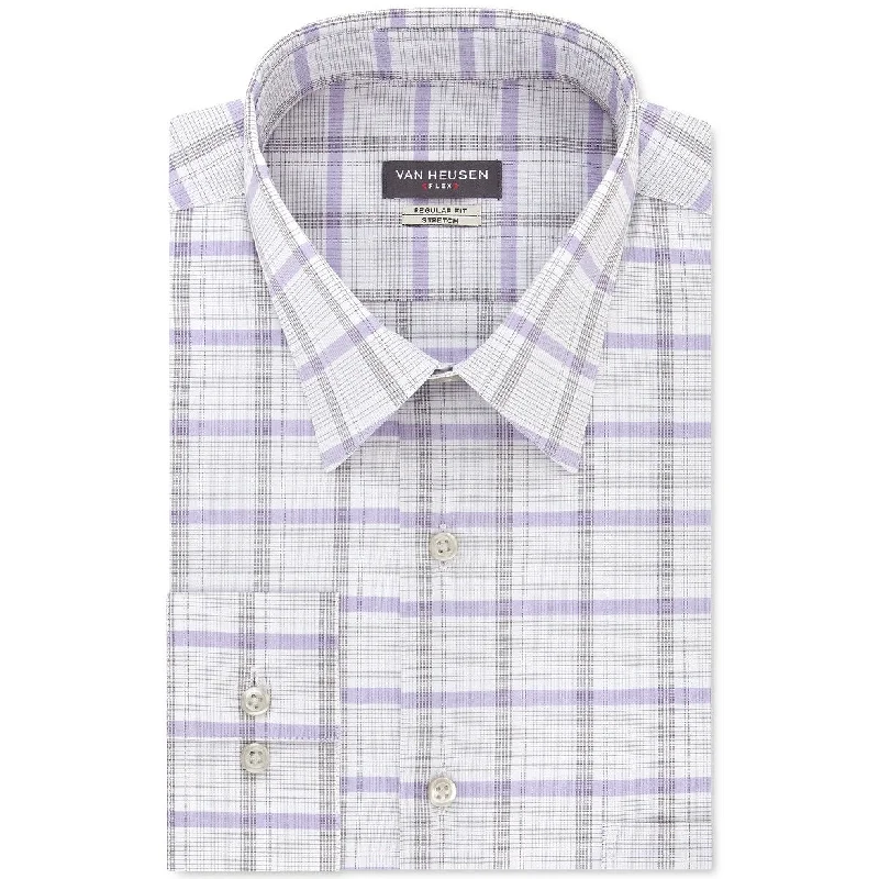Polished Edge Casual Fits Van Heusen Men's Classic/Regular-Fit Stretch Flex Check Dress Shirt Gray 15-32-33 Polished Edge Casual Fits Van Heusen Men's Classic/Regular-Fit Stretch Flex Check Dress Shirt Gray 15-32-33