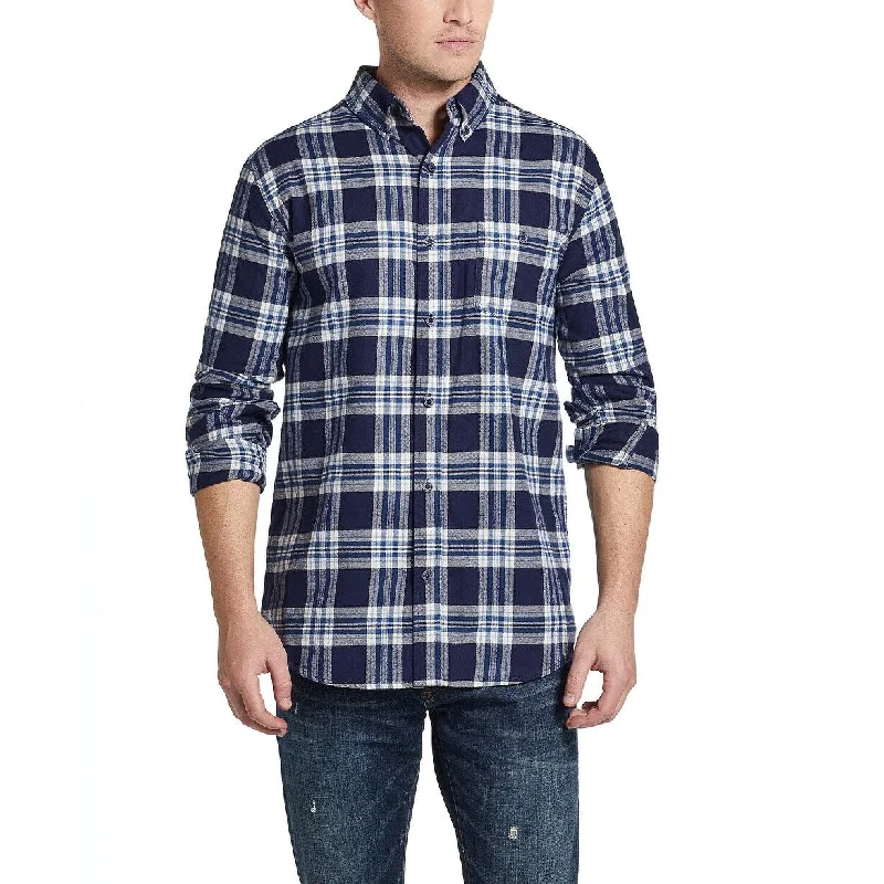 Modern Street Versatile Wear Weatherproof Men's Brushed Antique Flannel Plaid Shirt Peacoat Size 3 Extra Large Modern Street Versatile Wear Weatherproof Men's Brushed Antique Flannel Plaid Shirt Peacoat Size 3 Extra Large